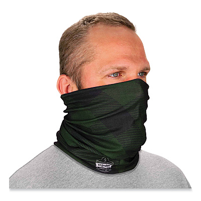 ergodyne Chill-Its 6485 Multi-Band, Polyester, One Size Fits Most, Green Buffalo Plaid (EGO42212)