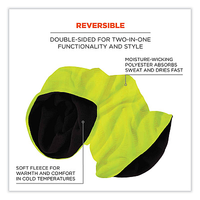 ergodyne N-Ferno 6491 Reversible Thermal Fleece + Poly Multi-Band, One Size Fits Most, Lime (EGO42320)