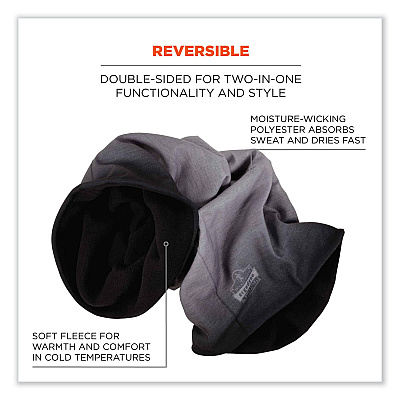 ergodyne N-Ferno 6491 Reversible Thermal Fleece + Poly Multi-Band, One Size Fits Most, Light Gray Fade (EGO42322)
