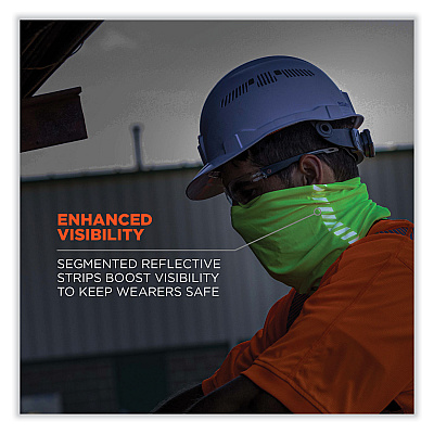 ergodyne Chill-Its 6487R Reflective Cooling Multi-Band, Polyester/Spandex, One Size Fits Most, Hi-Vis Lime (EGO42130)