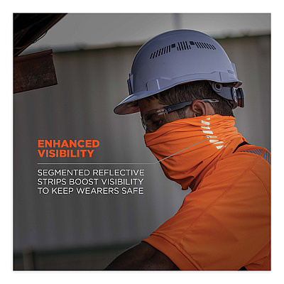 ergodyne Chill-Its 6487R Reflective Cooling Multi-Band, Polyester/Spandex, One Size Fits Most, Hi-Vis Orange (EGO42131)