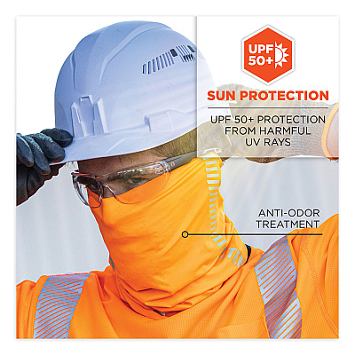 ergodyne Chill-Its 6487R Reflective Cooling Multi-Band, Polyester/Spandex, One Size Fits Most, Hi-Vis Orange (EGO42131)