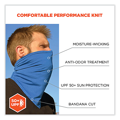 ergodyne Chill-Its 6482 Cooling Neck Gaiter Bandana Pocket Kit, Polyester/Spandex, Large/X-Large, Blue (EGO42136)