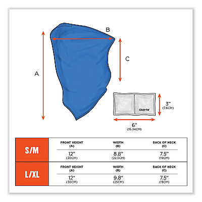 ergodyne Chill-Its 6482 Cooling Neck Gaiter Bandana Pocket Kit, Polyester/Spandex, Large/X-Large, Blue (EGO42136)