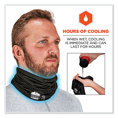 ergodyne Chill-Its 6489 2-Layer Cooling Performance Knit Multi-Band, Polyester/Spandex, Small/Medium, Black (EGO42142)