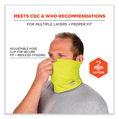 ergodyne Chill-Its 6489 2-Layer Cooling Performance Knit Multi-Band, Polyester/Spandex, Large/X-Large, Hi-Vis Lime (EGO42145)