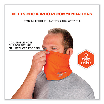 ergodyne Chill-Its 6489 2-Layer Cooling Performance Knit Multi-Band, Polyester/Spandex, Small/Medium, Hi-Vis Orange (EGO42146)