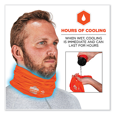 ergodyne Chill-Its 6489 2-Layer Cooling Performance Knit Multi-Band, Polyester/Spandex, Small/Medium, Hi-Vis Orange (EGO42146)