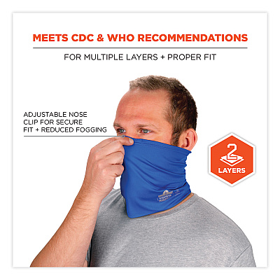ergodyne Chill-Its 6489 2-Layer Cooling Performance Knit Multi-Band, Polyester/Spandex, Small/Medium, Blue (EGO42148)