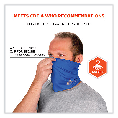 ergodyne Chill-Its 6489 2-Layer Cooling Performance Knit Multi-Band, Polyester/Spandex, Large/X-Large, Blue (EGO42149)