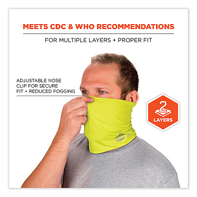 ergodyne Chill-Its 6489 2-Layer Cooling Performance Knit MultiBand, Polyester/Spandex, 2X-Large/3X-Large, Hi-Vis Lime (EGO42151)