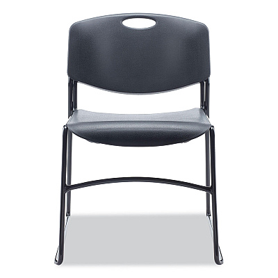 Alera Resin Stacking Chair, Supports Up to 275 lb, 18.50" Seat Height, Black Seat, Black Back, Black Base, 4/Carton (ALECA671)