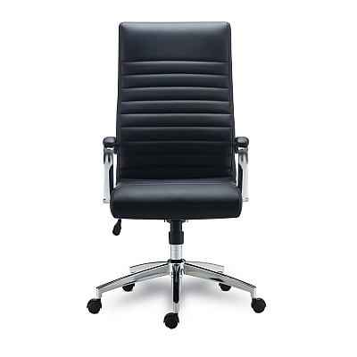 Alera Eddleston Leather Manager Chair, Supports Up to 275 lb, Black Seat/Back, Chrome Base (ALEED41B19)