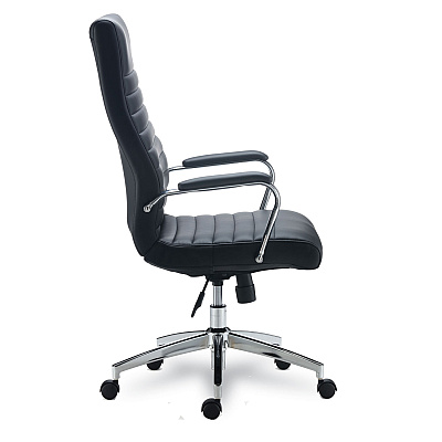Alera Eddleston Leather Manager Chair, Supports Up to 275 lb, Black Seat/Back, Chrome Base (ALEED41B19)