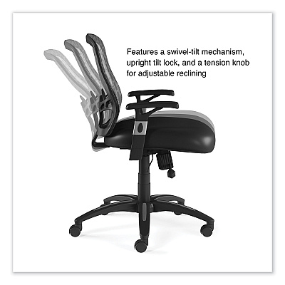 Alera Linhope Chair, Supports Up to 275 lb, Black Seat/Back, Black Base (ALELH42B14)
