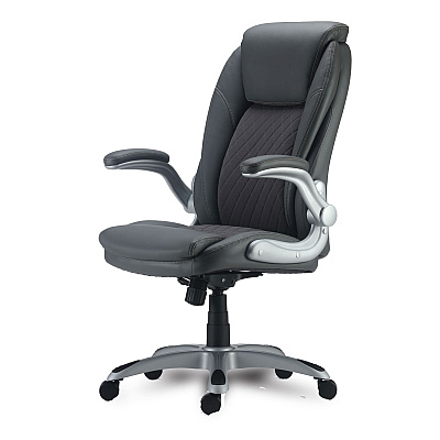 Alera Leithen Bonded Leather Midback Chair, Supports Up to 275 lb, Gray Seat/Back, Silver Base (ALELT4219)