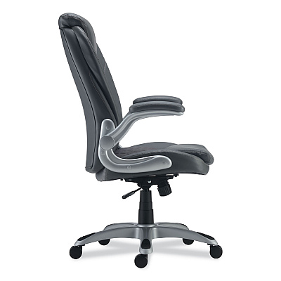 Alera Leithen Bonded Leather Midback Chair, Supports Up to 275 lb, Gray Seat/Back, Silver Base (ALELT4219)