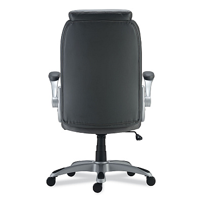 Alera Leithen Bonded Leather Midback Chair, Supports Up to 275 lb, Gray Seat/Back, Silver Base (ALELT4219)