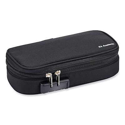 Bostitch It's Academic Locking Pencil Case, 2 Compartments, 4.75" x 2.5" x 2.5", Black, 2/Pack (24371BK2PK)