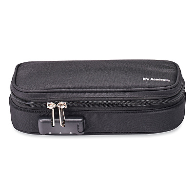 Bostitch It's Academic Locking Pencil Case, 2 Compartments, 4.75" x 2.5" x 2.5", Black, 2/Pack (24371BK2PK)