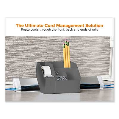 Bostitch Konnect Desk Organizer and Cable Management Five-Piece Kit, Plastic, Gray (KTCKIT1GRAY)