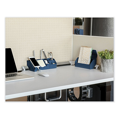 Bostitch Konnect Desk Organizer and Cable Management Nine-Piece Kit, Plastic, Blue (KTCKIT2BLUE)