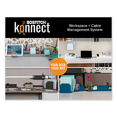Bostitch Konnect Desk Organizer and Cable Management 12-Piece Kit, Plastic, Black (KTCKIT3BLK)