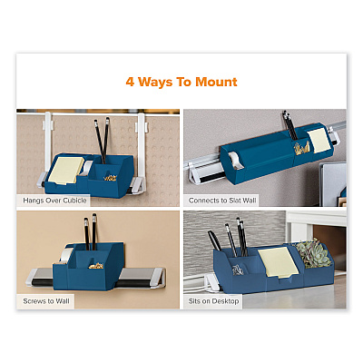 Bostitch Konnect Desk Organizer and Cable Management 12-Piece Kit, Plastic, Blue (KTCKIT3BLUE)