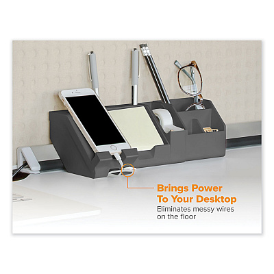 Bostitch Konnect Desk Organizer and Cable Management 12-Piece Kit, Plastic, Gray (KTCKIT3GRAY)