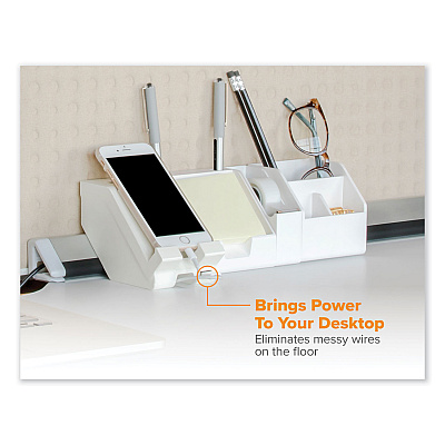 Bostitch Konnect Desk Organizer and Cable Management 12-Piece Kit, Plastic, White (KTCKIT3WHITE)