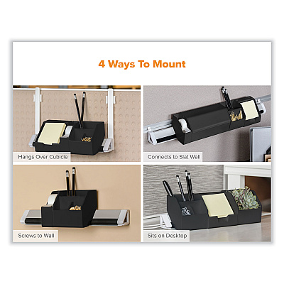 Bostitch Konnect Desk Organizer and Cable Management 17-Piece Kit, Plastic, Black (KTCKIT5BLK)