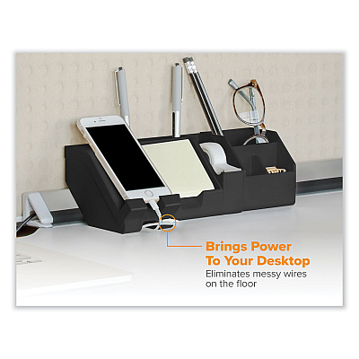 Bostitch Konnect Desk Organizer and Cable Management 17-Piece Kit, Plastic, Black (KTCKIT5BLK)