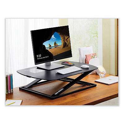 Bostitch Manual Height Adjustable Standing Desk Converter, 22.05" x 31.34" x 1.26" to 15.75", Black (STND3122BK)