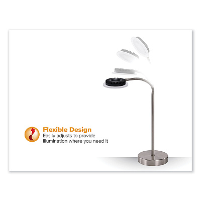BLACK+DECKER PureOptics LED Adjustable Gooseneck Desk Lamp with Two USB Ports, 14.12" High, Silver Base (VLED625D)