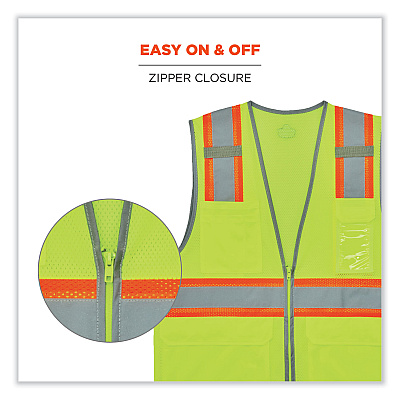 ergodyne GloWear 8246Z-S Single Size Class 2 Two-Tone Mesh Vest, Polyester, 2X-Large, Lime (EGO24566)
