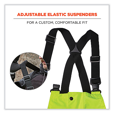 ergodyne GloWear 8918BK Class E Hi-Vis Rain Bibs Black Bottom, Medium, Lime (EGO25013)