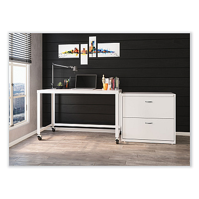 Hirsh Industries RTA Mobile Desk, 47.45 x 23.88 x 29.6, White (HID21114)