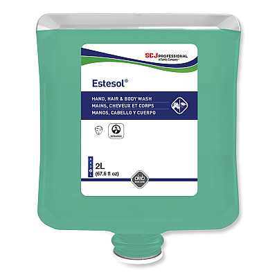 SC Johnson Professional Estesol Hand, Hair and Body Cleaner Manual Cartridge, Rainforest Scent, 2 L, 4/Carton (SJNHAB2LT)