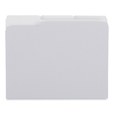 Universal Top Tab File Folders, 1/3-Cut Tabs: Assorted, Letter Size, 0.75" Expansion, Gray, 100/Box (UNV18101)