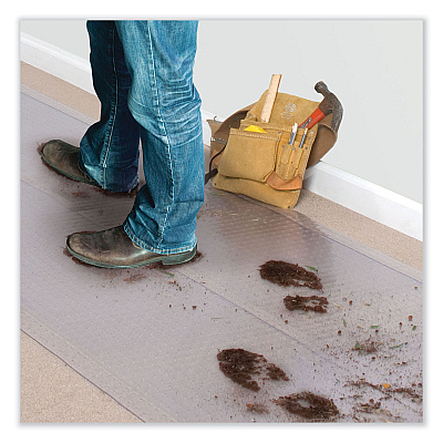 ES Robbins Ribbed Vinyl Carpet Runner, 27 x 240, Clear (ESR184015)