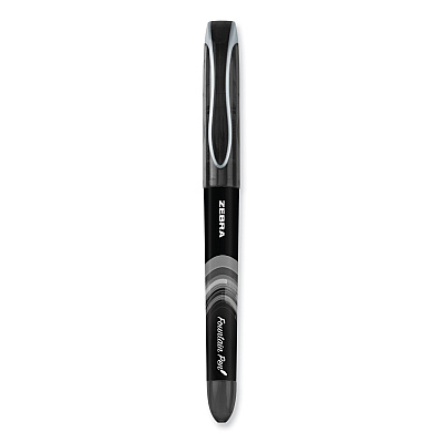 Zebra Fountain Pen, Fine 0.6 mm, Black Ink, Black/Gray Barrel, 12/Pack (ZEB48310)