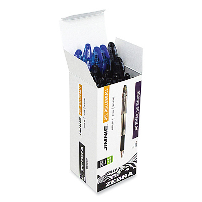 Zebra Jimnie Gel Pen Value Pack, Stick, Medium 0.7 mm, Black Ink, Clear/Black Barrel, 24/Box (ZEB14410)