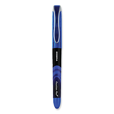 Zebra Fountain Pen, Fine 0.6 mm, Blue Ink, Black/Blue Barrel, 12/Pack (ZEB48320)