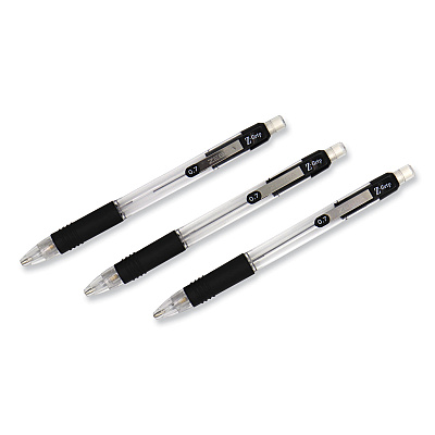 Zebra Z-Grip Mechanical Pencil, 0.7 mm, HB (#2), Black Lead, Clear/Black Barrel, 24/Pack (ZEB15241)