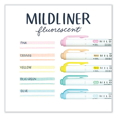 Zebra Mildliner Double Ended Highlighter, Assorted Ink Colors, Bold-Chisel/Fine-Bullet Tips, Assorted Barrel Colors, 5/Pack (ZEB78105)