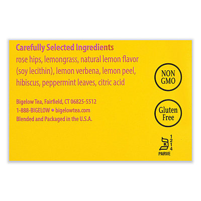 Bigelow I Love Lemon Herbal Tea, 0.06 oz Tea Bag, 28/Box (BTCRCB003991)