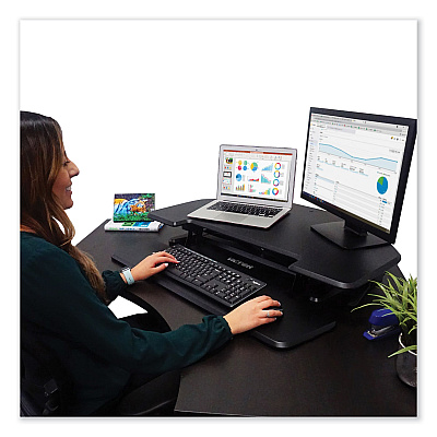 Victor Height Adjustable Corner Standing Desk with Keyboard Tray, 36 x 20 x 0 to 20, Black (VCTDCX650)