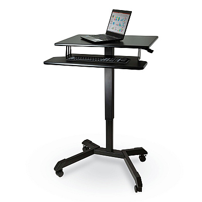 Victor Mobile Height Adjustable Standing Desk with Keyboard Tray, 25.6 x 17.7 x 29 to 44, Black (VCTDC550)