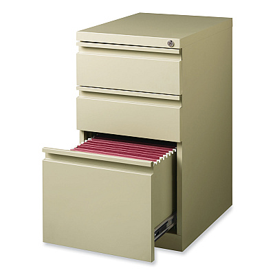 Hirsh Industries Full-Width Pull 20 Deep Mobile Pedestal File, 3-Drawer: Box/Box/File, Letter, Putty, 15 x 19.88 x 27.75 (HID18574)