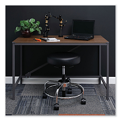 Alera HL Series Height-Adjustable Utility Stool, Backless, Supports Up to 300 lb, 24" Seat Height, Black Seat, Chrome Base (ALECS614)